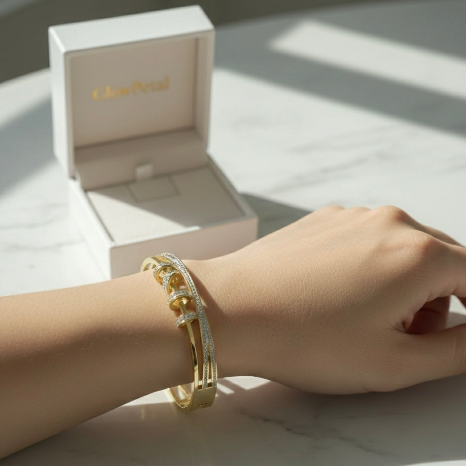 Aurora Triple-Band Pave Bangle