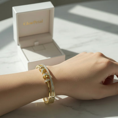 Aurora Triple-Band Pave Bangle