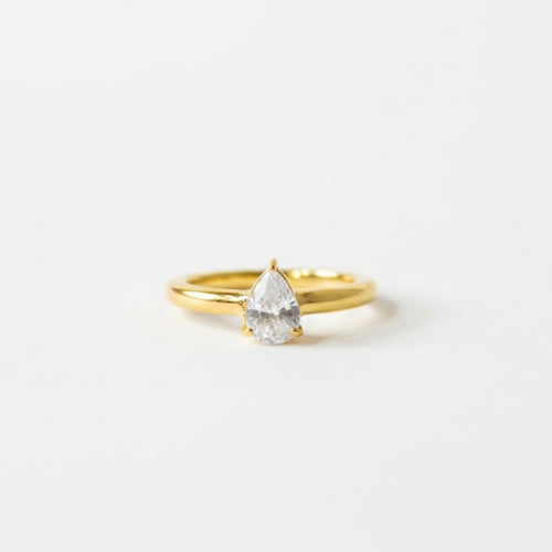 Aura Pear Solitaire Ring