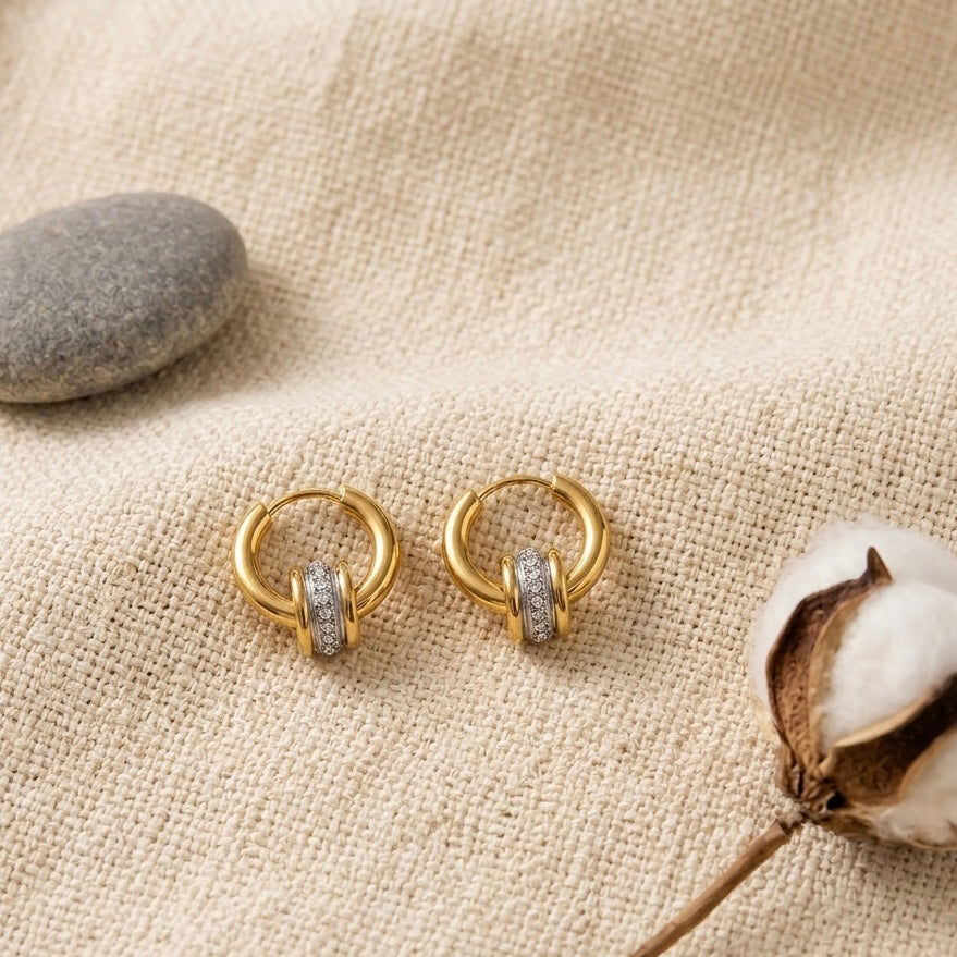 Orbit Pavé Huggie Hoops