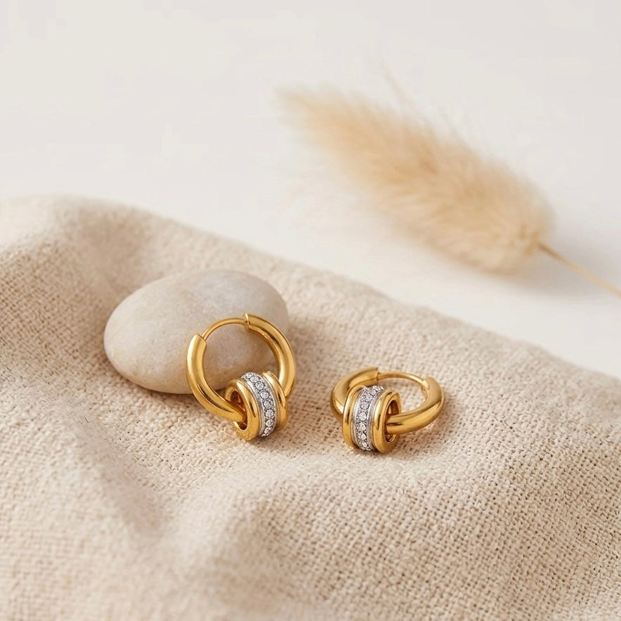 Orbit Pavé Huggie Hoops