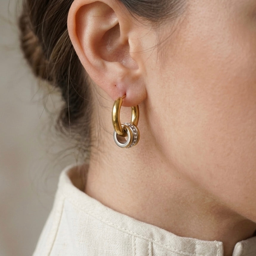 Orbit Pavé Huggie Hoops