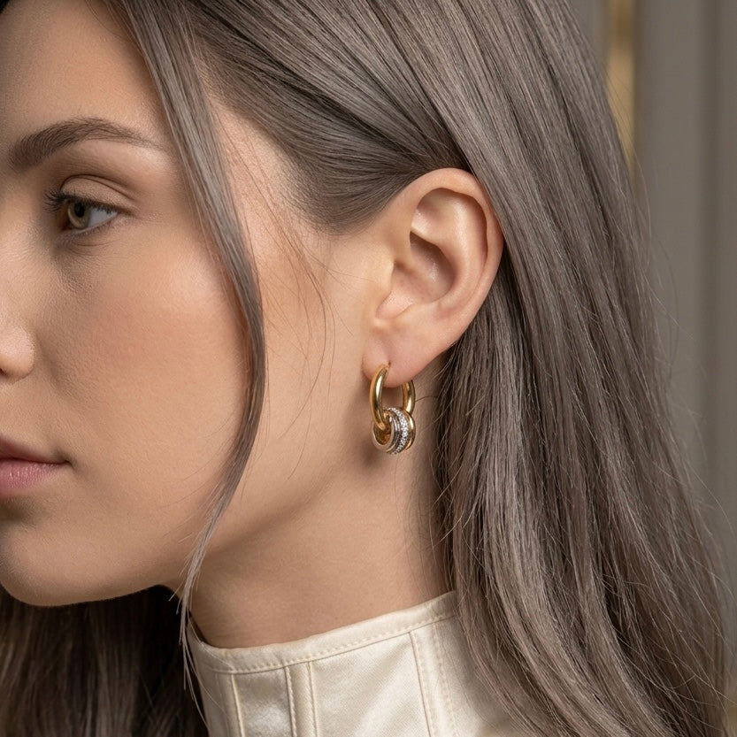 Orbit Pavé Huggie Hoops