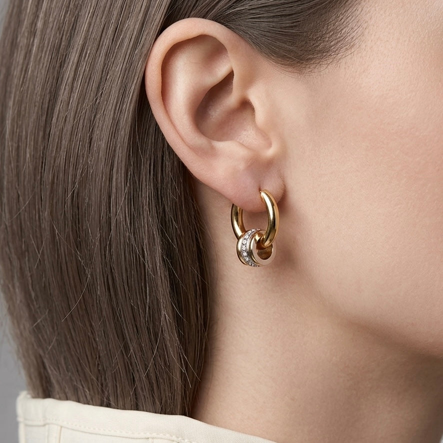 Orbit Pavé Huggie Hoops