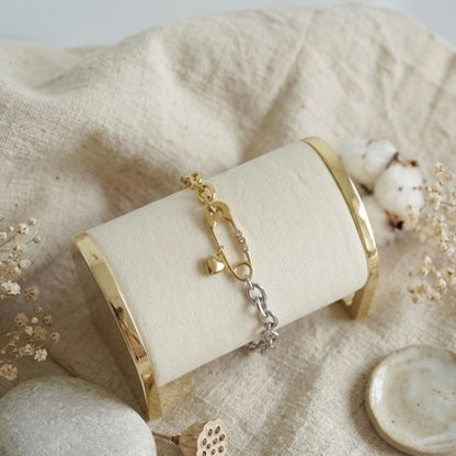Elara Dual-Tone Safety Pin Bracelet
