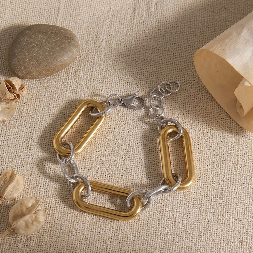 Aria Two-Tone Paperclip Chain Bracelet