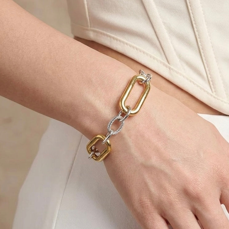 Aria Two-Tone Paperclip Chain Bracelet