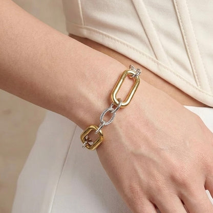 Aria Two-Tone Paperclip Chain Bracelet