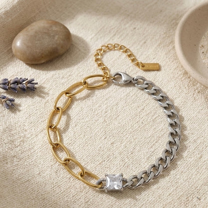 Elara Two-Tone Solitaire Chain Bracelet