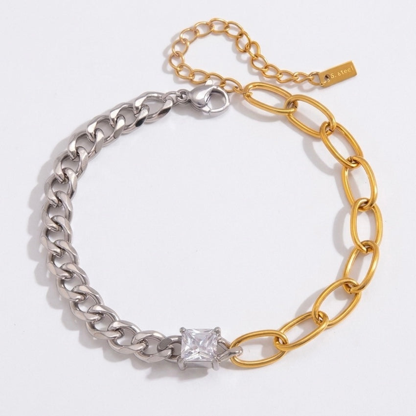 Elara Two-Tone Solitaire Chain Bracelet