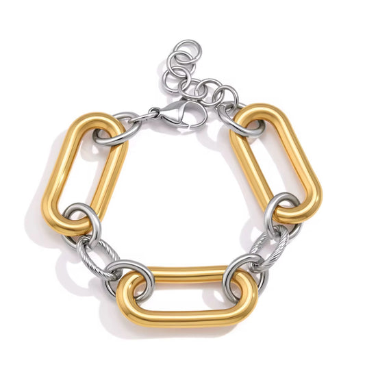 Aria Two-Tone Paperclip Chain Bracelet